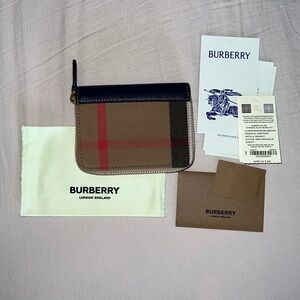 Burberry Brown and Red Checkered Wallet